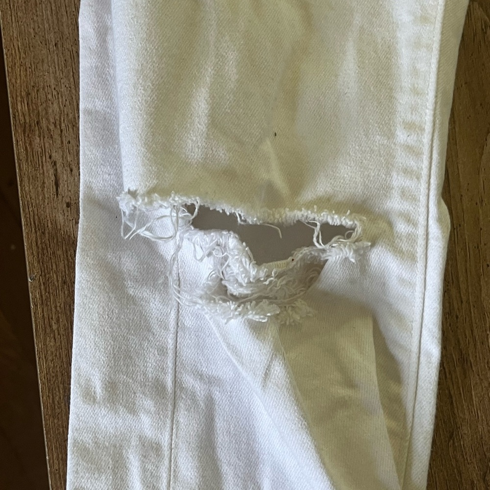 Uniqlo white distressed jeans